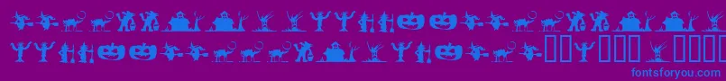 SilbooettesTryout-Schriftart – Blaue Schriften auf violettem Hintergrund