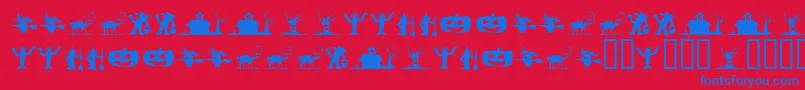 フォントSilbooettesTryout – 赤い背景に青い文字