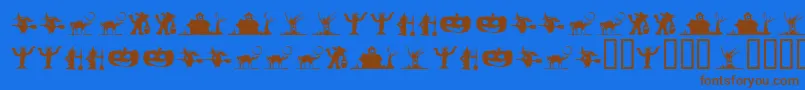 フォントSilbooettesTryout – 茶色の文字が青い背景にあります。