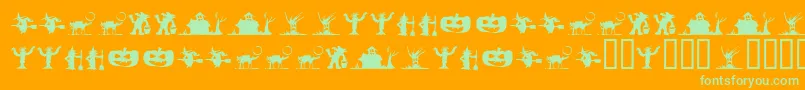 SilbooettesTryout-fontti – vihreät fontit oranssilla taustalla