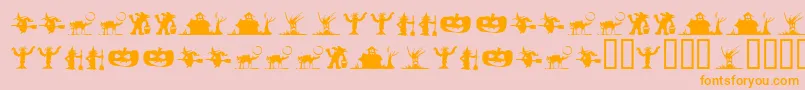 Fonte SilbooettesTryout – fontes laranjas em um fundo rosa