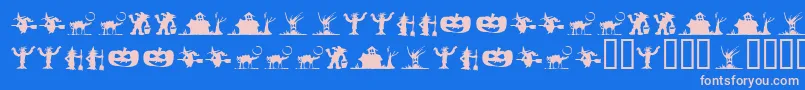 SilbooettesTryout-fontti – vaaleanpunaiset fontit sinisellä taustalla