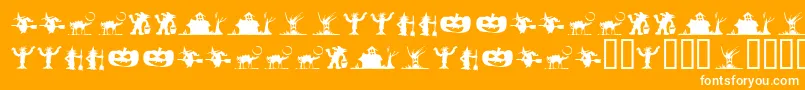 SilbooettesTryout-Schriftart – Weiße Schriften auf orangefarbenem Hintergrund