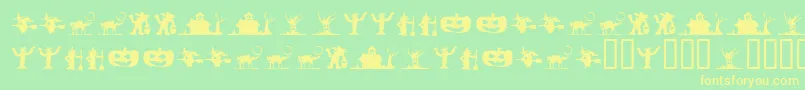 SilbooettesTryout-fontti – keltaiset fontit vihreällä taustalla