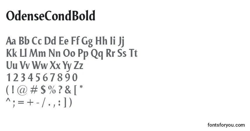 Czcionka OdenseCondBold – alfabet, cyfry, specjalne znaki