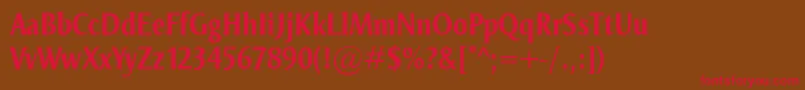 フォントOdenseCondBold – 赤い文字が茶色の背景にあります。