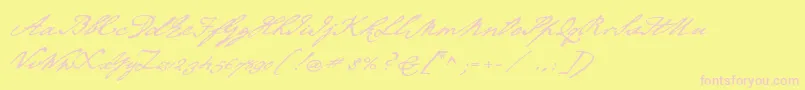 P22chatham-Schriftart – Rosa Schriften auf gelbem Hintergrund