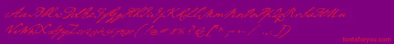 P22chatham-Schriftart – Rote Schriften auf violettem Hintergrund