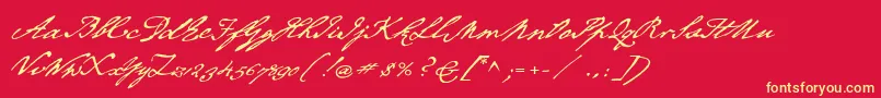 P22chatham-Schriftart – Gelbe Schriften auf rotem Hintergrund