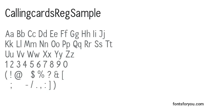 Schriftart CallingcardsRegSample (105126) – Alphabet, Zahlen, spezielle Symbole