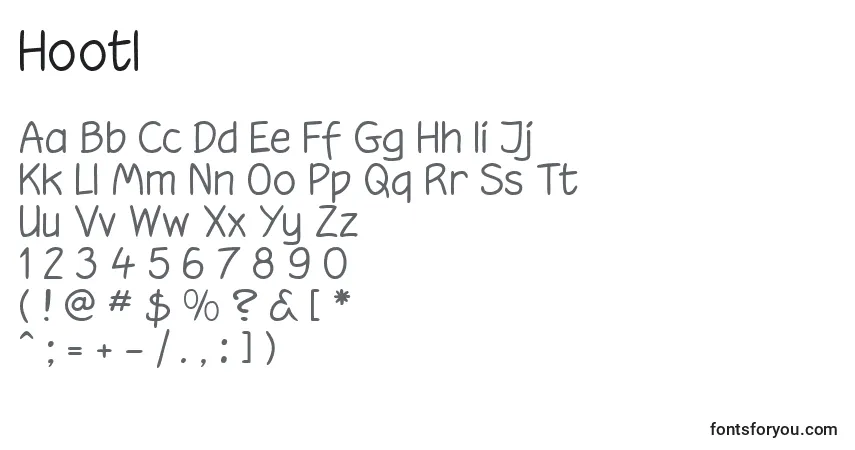 A fonte Hootl – alfabeto, números, caracteres especiais