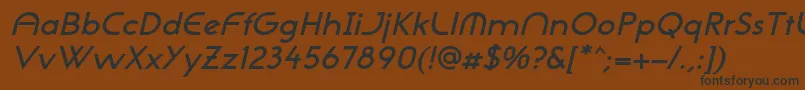 フォントNeogothisadfstdDemibdoblique – 黒い文字が茶色の背景にあります