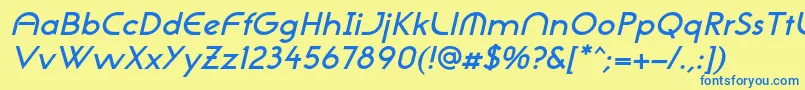 フォントNeogothisadfstdDemibdoblique – 青い文字が黄色の背景にあります。