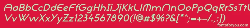 フォントNeogothisadfstdDemibdoblique – 赤い背景に緑の文字