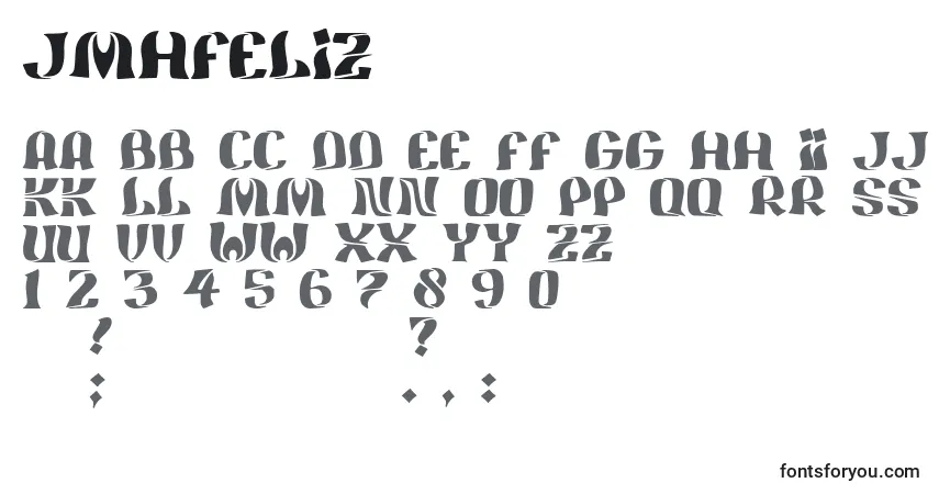Schriftart JmhFeliz – Alphabet, Zahlen, spezielle Symbole