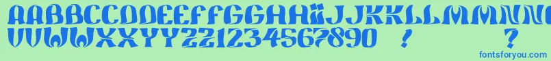 フォントJmhFeliz – 青い文字は緑の背景です。