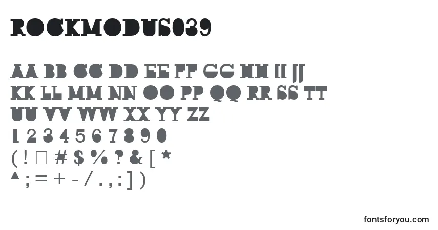 Czcionka Rockmodus039 – alfabet, cyfry, specjalne znaki