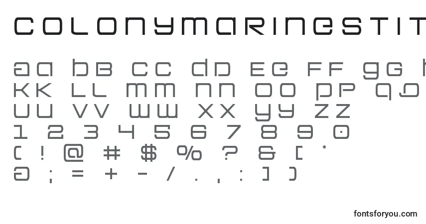 Шрифт Colonymarinestitle – алфавит, цифры, специальные символы