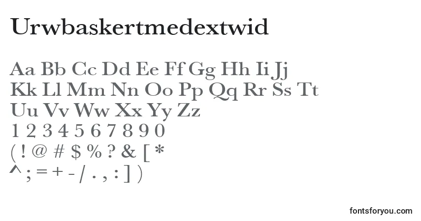 A fonte Urwbaskertmedextwid – alfabeto, números, caracteres especiais