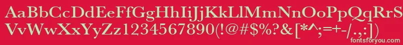 フォントUrwbaskertmedextwid – 赤い背景に緑の文字