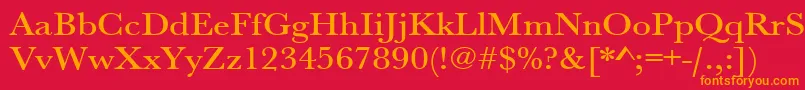 フォントUrwbaskertmedextwid – 赤い背景にオレンジの文字