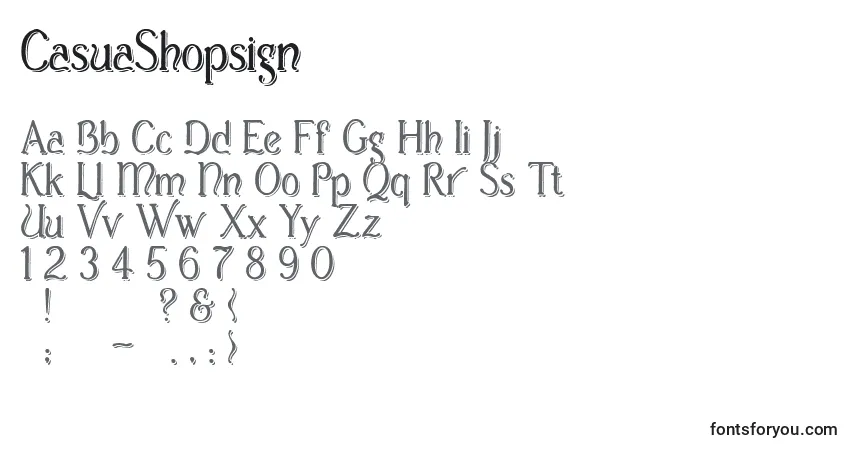 CasuaShopsign-fontti – aakkoset, numerot, erikoismerkit
