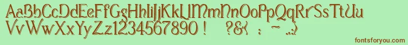 CasuaShopsign-fontti – ruskeat fontit vihreällä taustalla