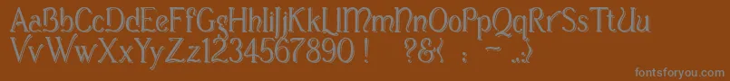 CasuaShopsign-fontti – harmaat kirjasimet ruskealla taustalla
