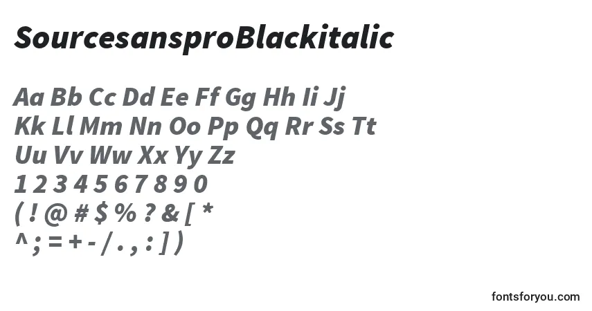 SourcesansproBlackitalic font – alphabet, numbers, special characters