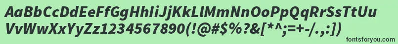 SourcesansproBlackitalic Font – Black Fonts on Green Background
