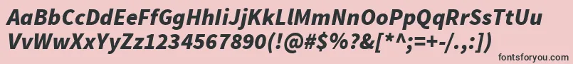 Czcionka SourcesansproBlackitalic – czarne czcionki na różowym tle