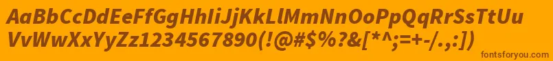 SourcesansproBlackitalic-Schriftart – Braune Schriften auf orangefarbenem Hintergrund