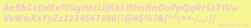 SourcesansproBlackitalic Font – Pink Fonts on Yellow Background