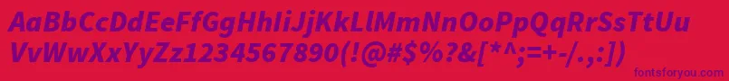 Fonte SourcesansproBlackitalic – fontes roxas em um fundo vermelho