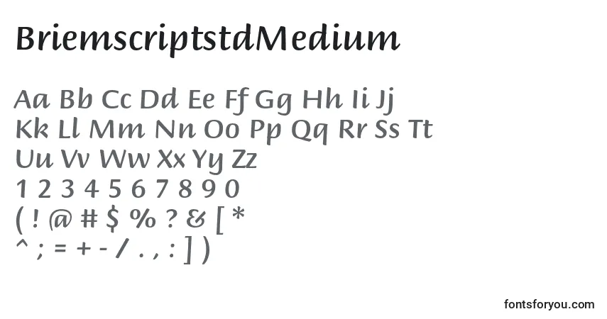 A fonte BriemscriptstdMedium – alfabeto, números, caracteres especiais