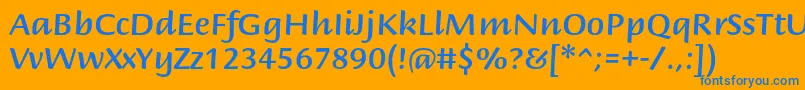 フォントBriemscriptstdMedium – オレンジの背景に青い文字