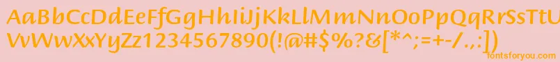 フォントBriemscriptstdMedium – オレンジの文字がピンクの背景にあります。