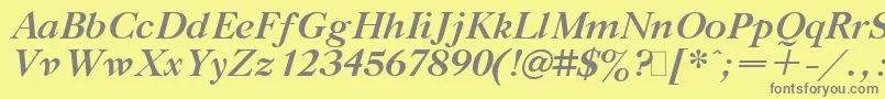 フォントGazetaTitulBoldItalic.001.001 – 黄色の背景に灰色の文字