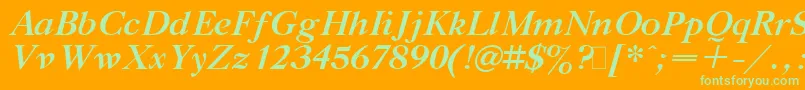 Шрифт GazetaTitulBoldItalic.001.001 – зелёные шрифты на оранжевом фоне
