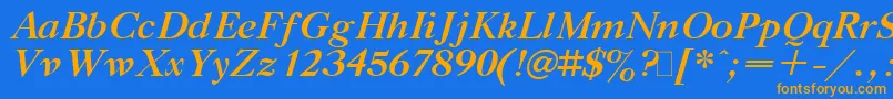 GazetaTitulBoldItalic.001.001 Font – Orange Fonts on Blue Background