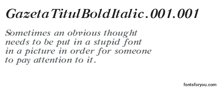 Review of the GazetaTitulBoldItalic.001.001 Font
