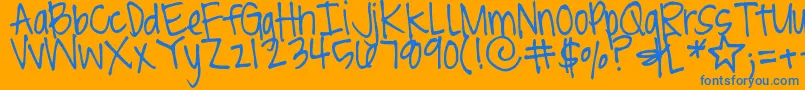 DjbBritsThinPen Font – Blue Fonts on Orange Background