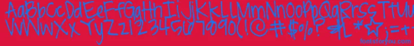 DjbBritsThinPen Font – Blue Fonts on Red Background