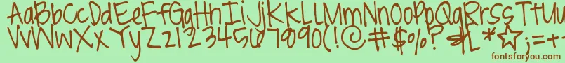 DjbBritsThinPen Font – Brown Fonts on Green Background