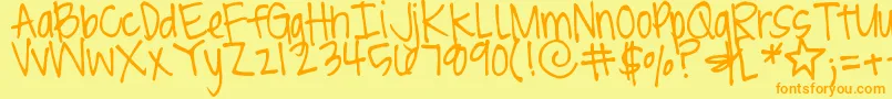 DjbBritsThinPen Font – Orange Fonts on Yellow Background