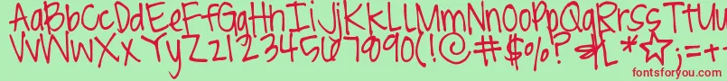 DjbBritsThinPen Font – Red Fonts on Green Background