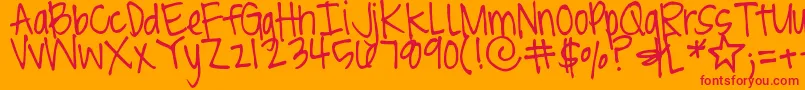 DjbBritsThinPen Font – Red Fonts on Orange Background