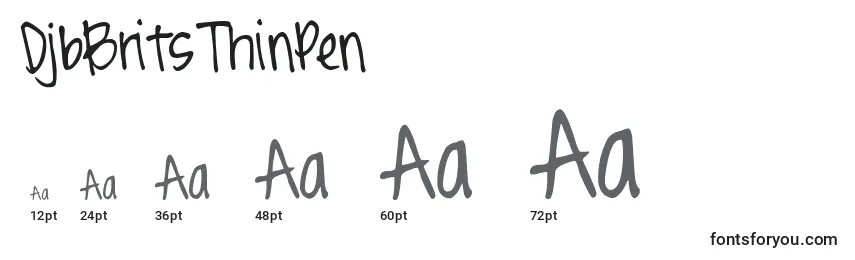 DjbBritsThinPen Font Sizes