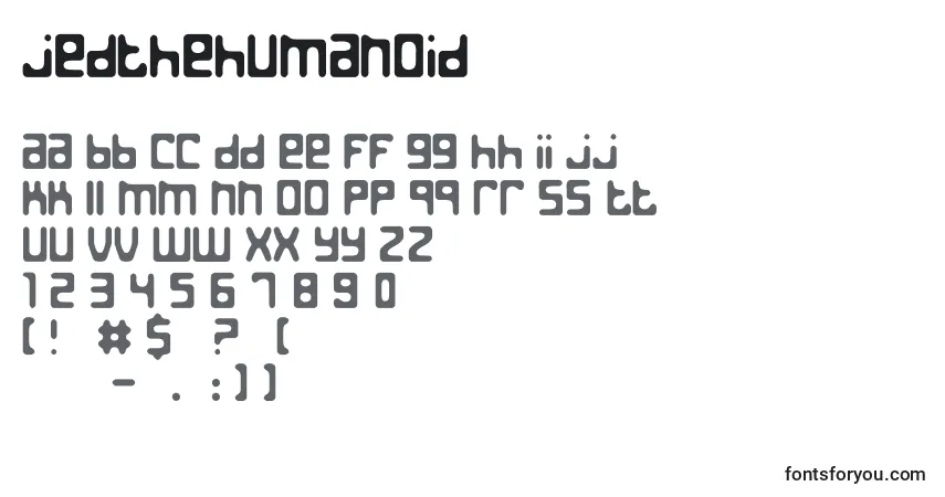 JedTheHumanoid-fontti – aakkoset, numerot, erikoismerkit