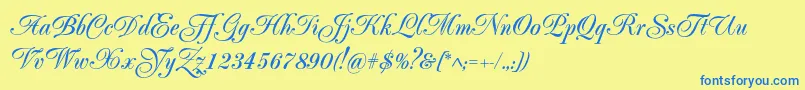 Popularscriptc Font – Blue Fonts on Yellow Background